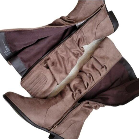 Comfortview dark taupe Shelly  Faux Suede Extra Wide Width Calf Boots NEW 8.5WW - Picture 5 of 9
